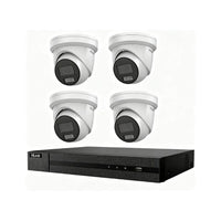 HiLook Hikvision 6MP AcuSense CCTV Kit – 4x Turret IPC-T361H-MU + 4CH PoE NVR (NVR-104MH-C/4P)