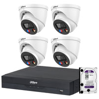 Dahua 4 x 6MP DH-IPC-HDW3649H-AS-PV-ANZ TiOC Turret CCTV Kit + 4CH AI NVR + 4TB HDD, Active Deterrence