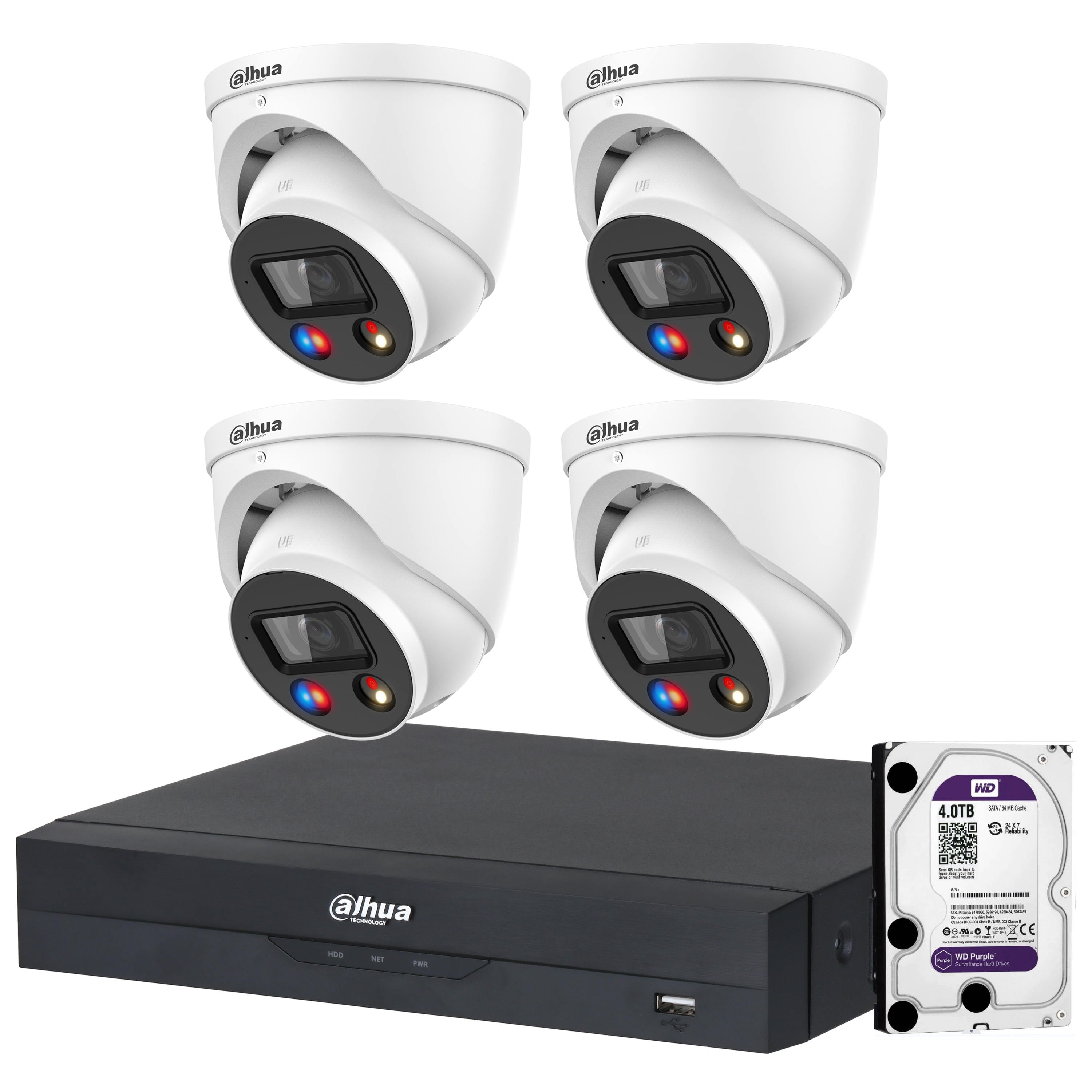 Dahua 4 x 6MP TIOC Advanced 2.0 DH-IPC-HDW3649H-AS-PV-ANZ Turret Kit 4CH NVR + 4TB HDD