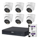 Dahua 6x 5MP WizColor Turret Cameras SMD 4.0 8CH PoE NVR 4TB HDD 