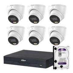 Dahua 6 x 5MP+ 8 Channels Kit:6x WizColor Turrets with SMD 4.0 + 8CH PoE NVR+ 4TB HDD