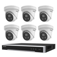 Hikvision 8MP 8CH Kit 6 AcuSense Outdoor Turret Strobe Siren 8CH NVR 4TB