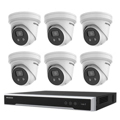 Hikvision 8MP 8CH CCTV Kit:6xAcusenseOutdoor Turret With Strobe & Siren + 8CH NVR/4TB