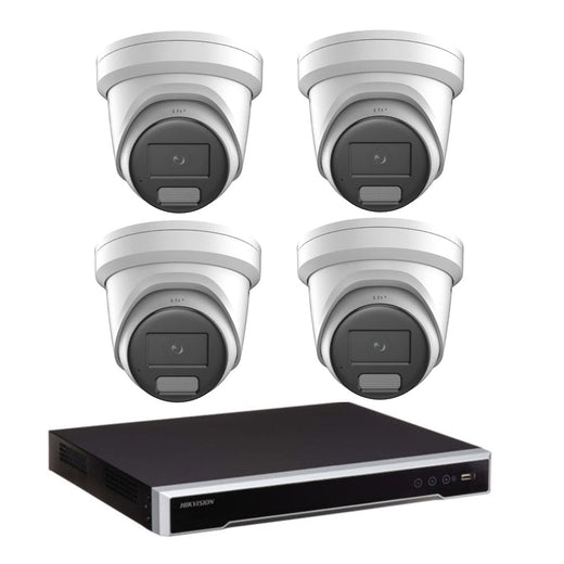 Hikvision 4 x 6MP DS-2CD2367G3-LIS2UY/SL ColorVu 3.0 CCTV Kit + DS-7604NI-M1/4P 4CH NVR, Strobe & Audio Warning