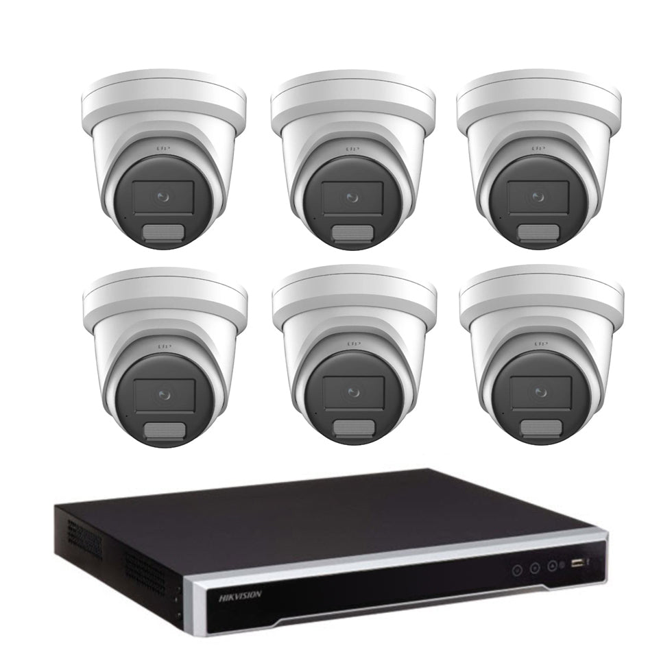 6MP Hikvision Colorvu 3.0 HYBRID CCTV Kit: 6 x Liveguard Cameras + 8CH M Series NVR / 4TB