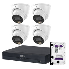 Dahua 4 x 5MP+ 4 Channels Kit:4x WizColor Turrets with SMD 4.0 + 4CH PoE NVR+ 4TB HDD