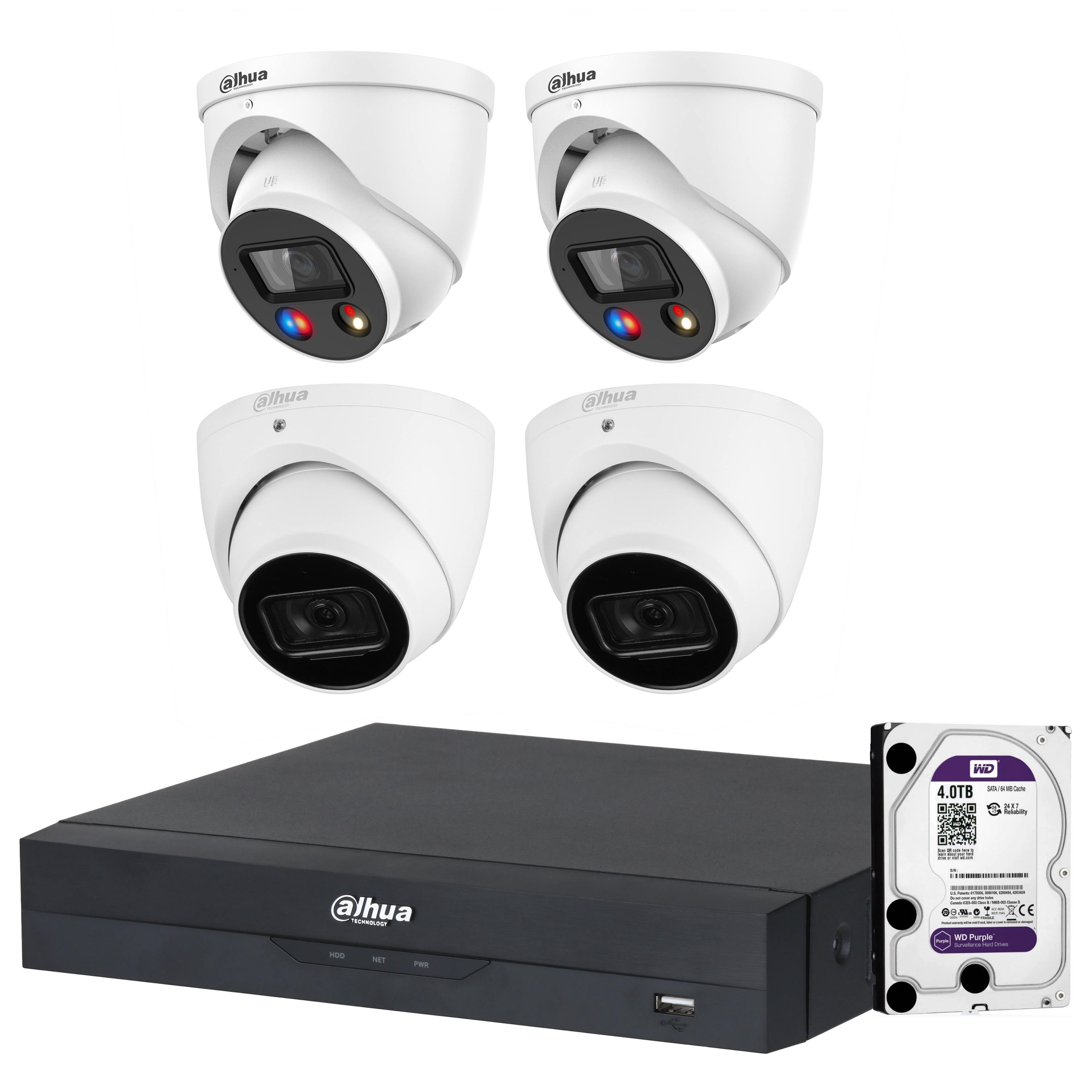 Dahua 8 MP + 8 Channels Kit: 2 x 8MP TiOC and 2 x 8MP Turret Cameras with 8CH AI NVR + 4TB HDD