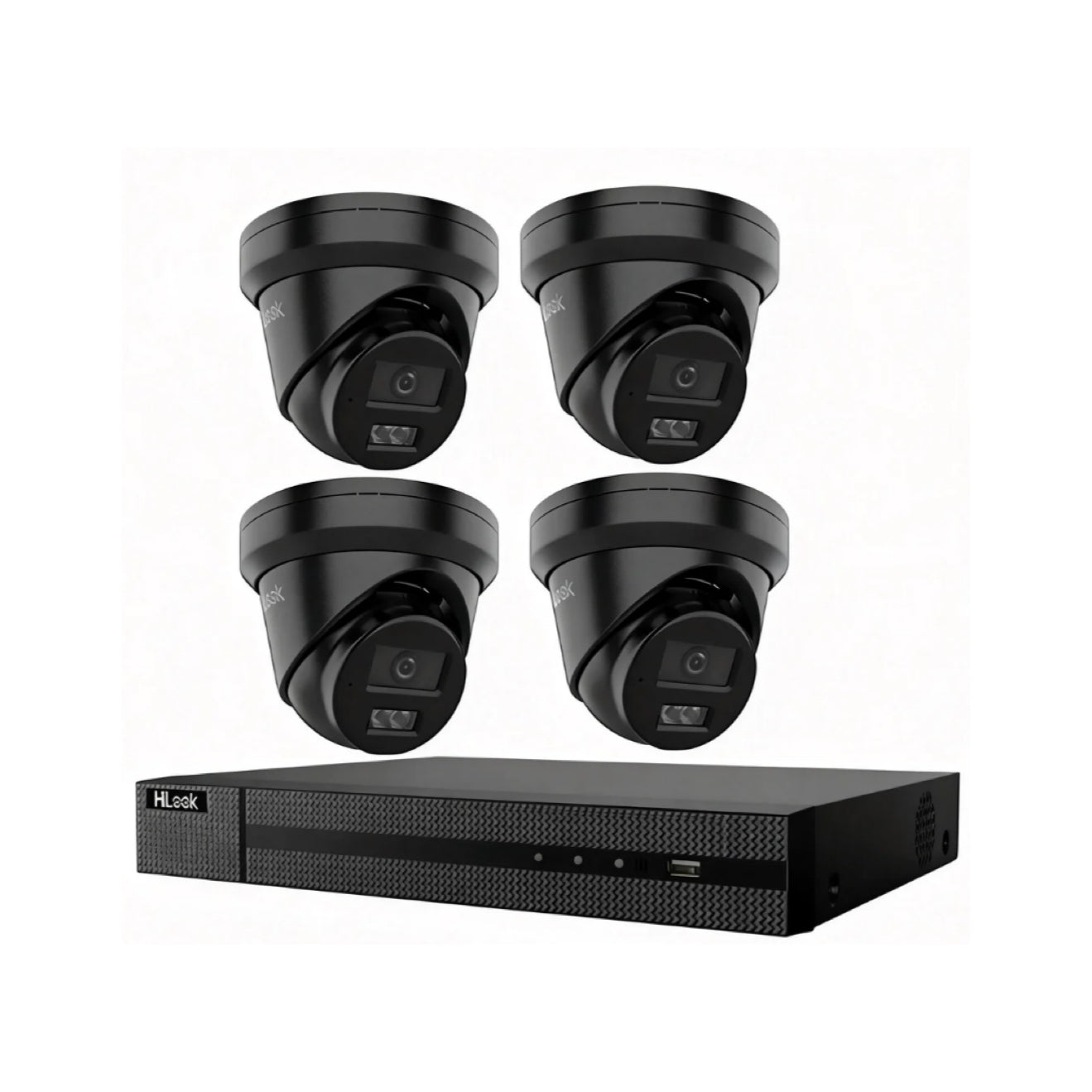 HiLook Hikvision 6MP AcuSense 4CH CCTV Kit with 4x Black Turret IP Cameras