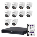 Dahua 10x 6MP Smart Dual Light Turret Cameras SMD 4.0 Mic 16CH PoE NVR 4TB HDD 