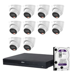 Dahua 10 x 6MP+ 16 Channels Kit:10x Smart Dual Light Turret Cameras with SMD 4.0 & Mic + 16CH PoE NVR+ 4TB HDD