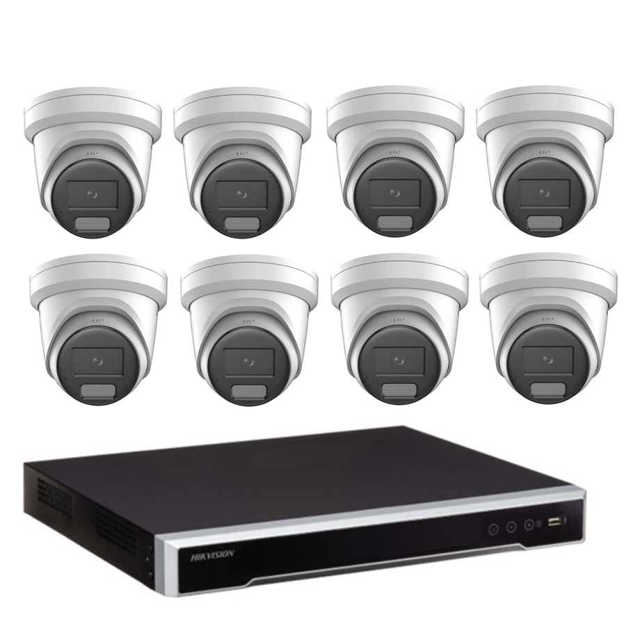 8MP Hikvision Colorvu 3.0 HYBRID CCTV Kit: 8 x Liveguard Gen 3 Cameras + 8CH M Series NVR / 4TB