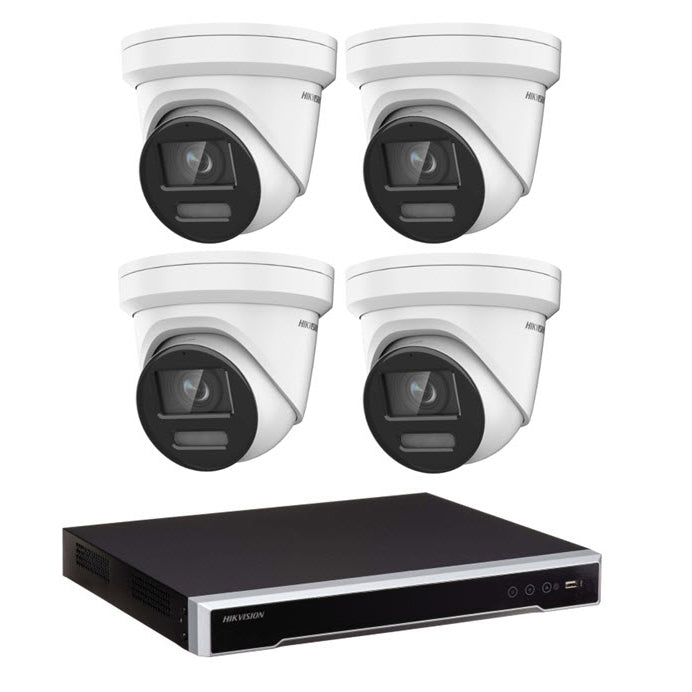 8MP Hikvision Colorvu CCTV Kit: 4 x Colorvu Turret Liveguard Cameras + 8CH M Series NVR / 4TB