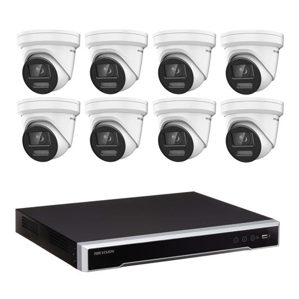 8MP Hikvision Colorvu CCTV Kit: 8 x Colorvu Turret Liveguard Cameras + 8CH M Series NVR / 4TB