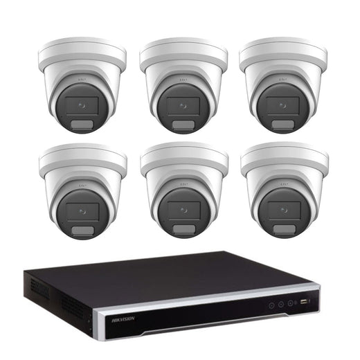 Hikvision 6 x 8MP DS-2CD2387G3-LIS2UY/SL ColorVu 3.0 CCTV Kit + DS-7608NI-M2/8P 8CH NVR + 4TB HDD, Strobe & Audio Warning