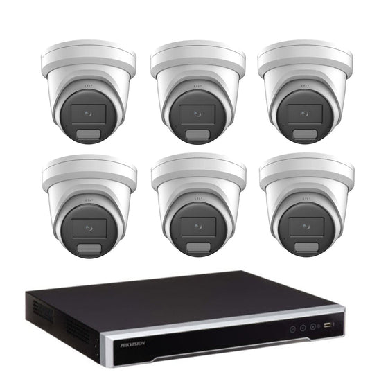 Hikvision 6 x 8MP DS-2CD2387G3-LIS2UY/SL ColorVu 3.0 CCTV Kit + DS-7608NI-M2/8P 8CH NVR + 4TB HDD, Strobe & Audio Warning