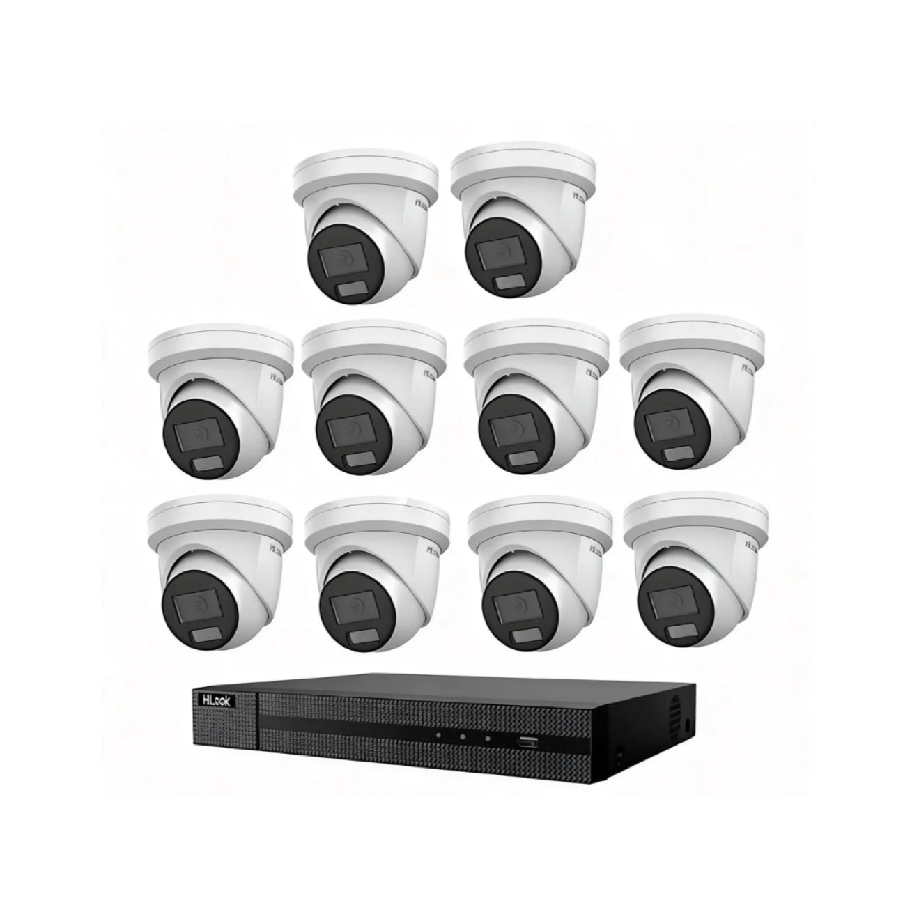 HiLook Hikvision 6MP AcuSense 16CH CCTV Kit with 10 Turret IP Cameras IPC-T262H-MU