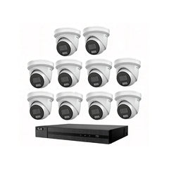 HiLook Hikvision 6MP AcuSense 16CH CCTV Kit with 10 Turret IP Cameras IPC-T262H-MU