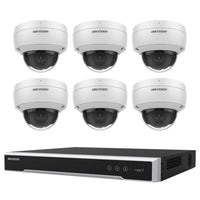 Hikvision 8MP 8CH Kit 6 Outdoor Vandalproof Dome Cameras AcuSense 8CH NVR 4TB