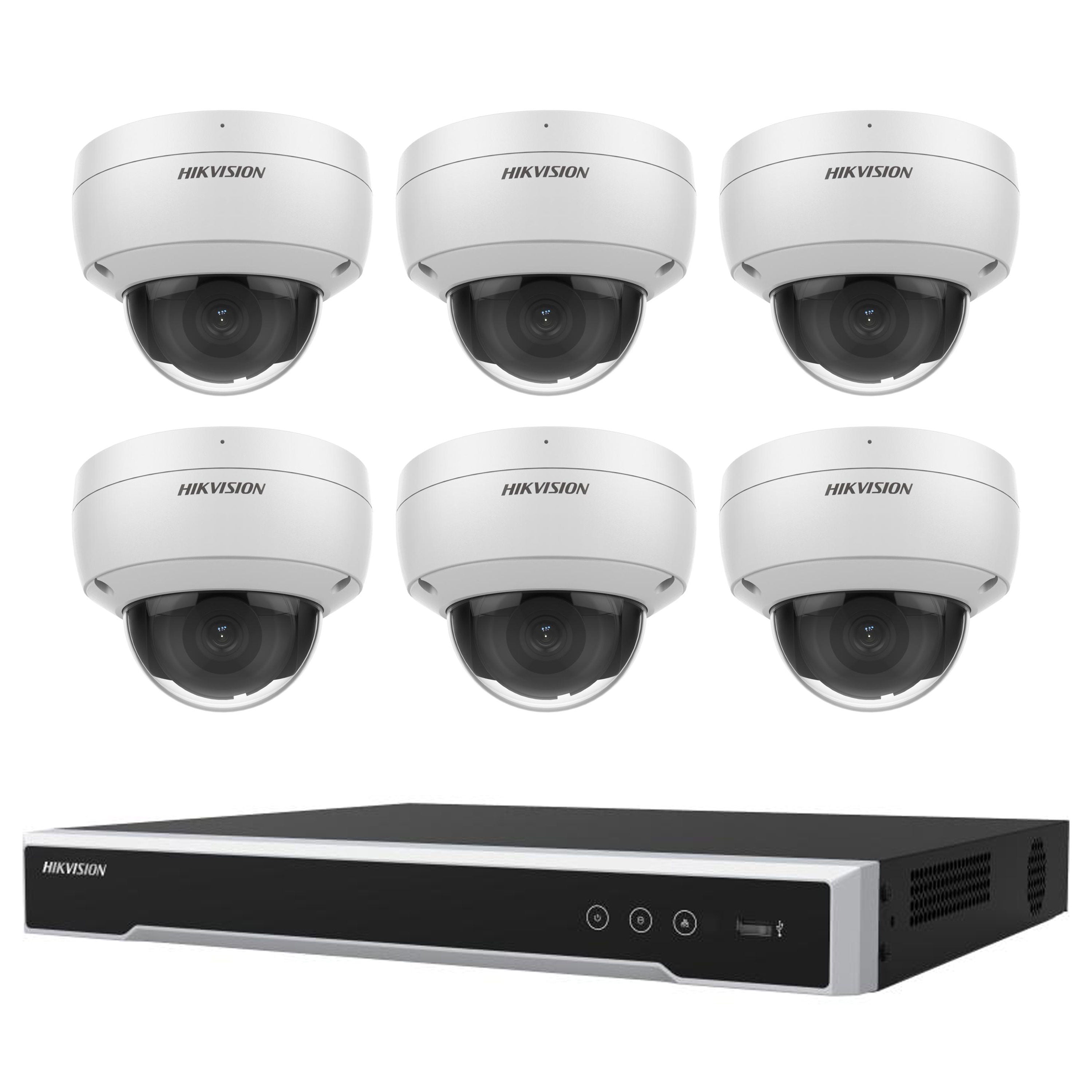 Hikvision 8MP 8CH CCTV Kit: 6 x Outdoor Vandalproof Domes with Acusense + 8CH NVR/4TB