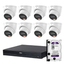 Dahua 8x 6MP Smart Dual Light Turret Cameras SMD 4.0 Mic 16CH PoE NVR 4TB HDD