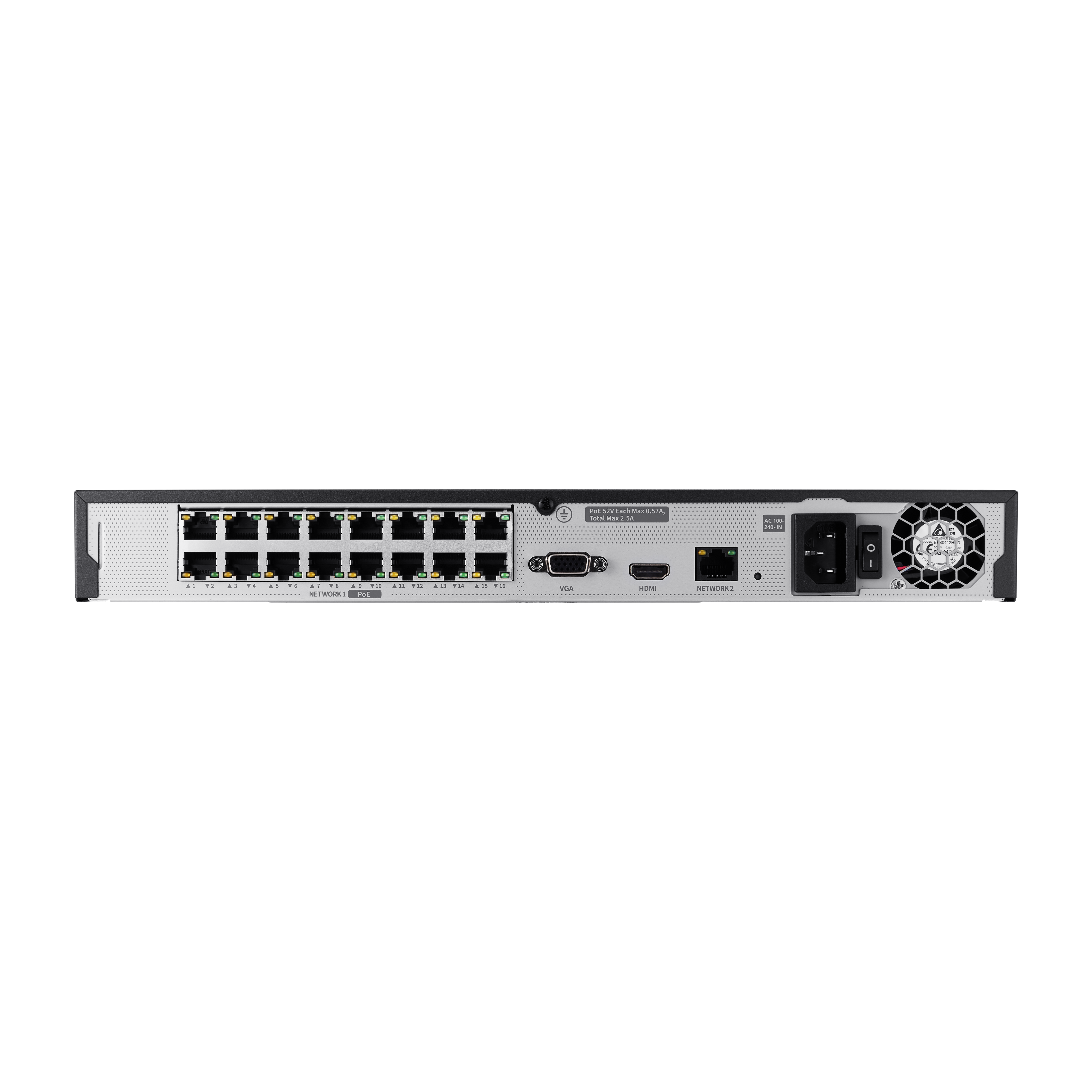 Hanwha ARN-1610S 16-Channel 8MP H.265 NVR with 16-Port PoE Switch