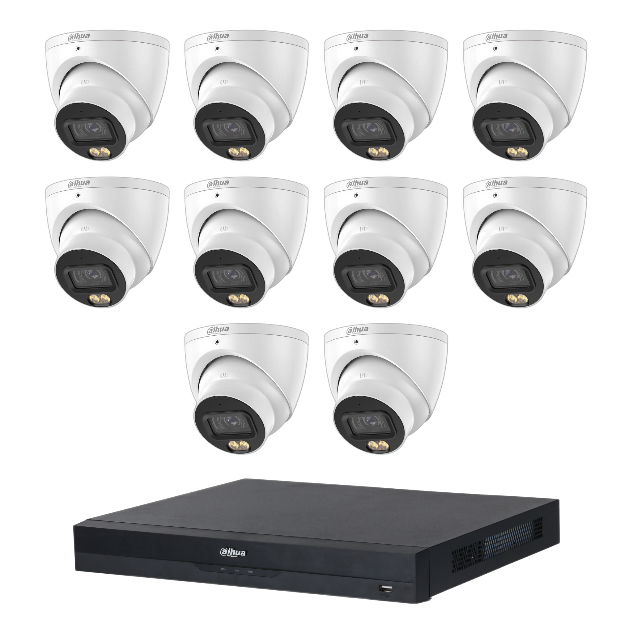Dahua 10 x 5MP+ 16 Channels Kit:10x WizColor Turrets with SMD 4.0+ 16CH PoE NVR