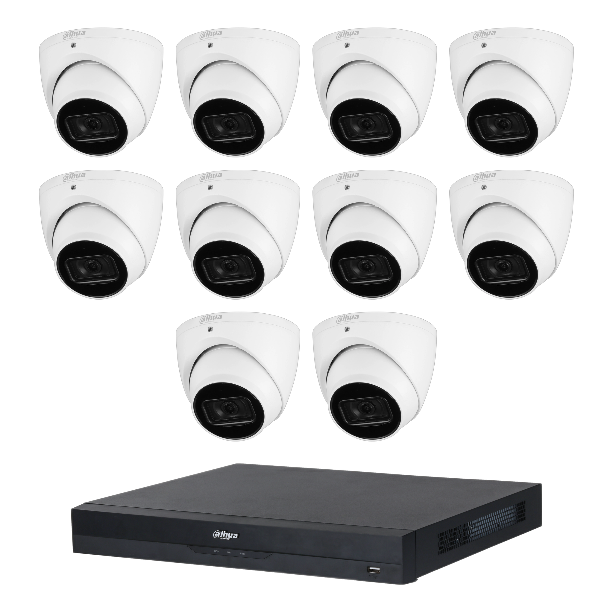 Dahua 10 x 6MP DH-IPC-HDW3666EMP-S-AUS Turret CCTV Kit + 16CH AI NVR, WizSense