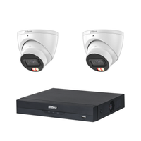 Dahua 2x 6MP Smart Dual Light Turret Cameras SMD 4.0 Mic 4CH PoE NVR