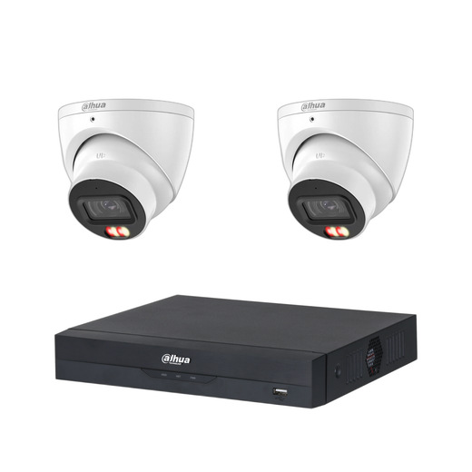 Dahua 2 x 6MP+ 4 Channels Kit: 2x Smart Dual Light Turret Cameras with SMD 4.0 & Mic + 4CH PoE NVR
