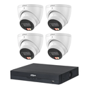 Dahua 4x 6MP Smart Dual Light Turret Cameras SMD 4.0 Mic 4CH PoE NVR 