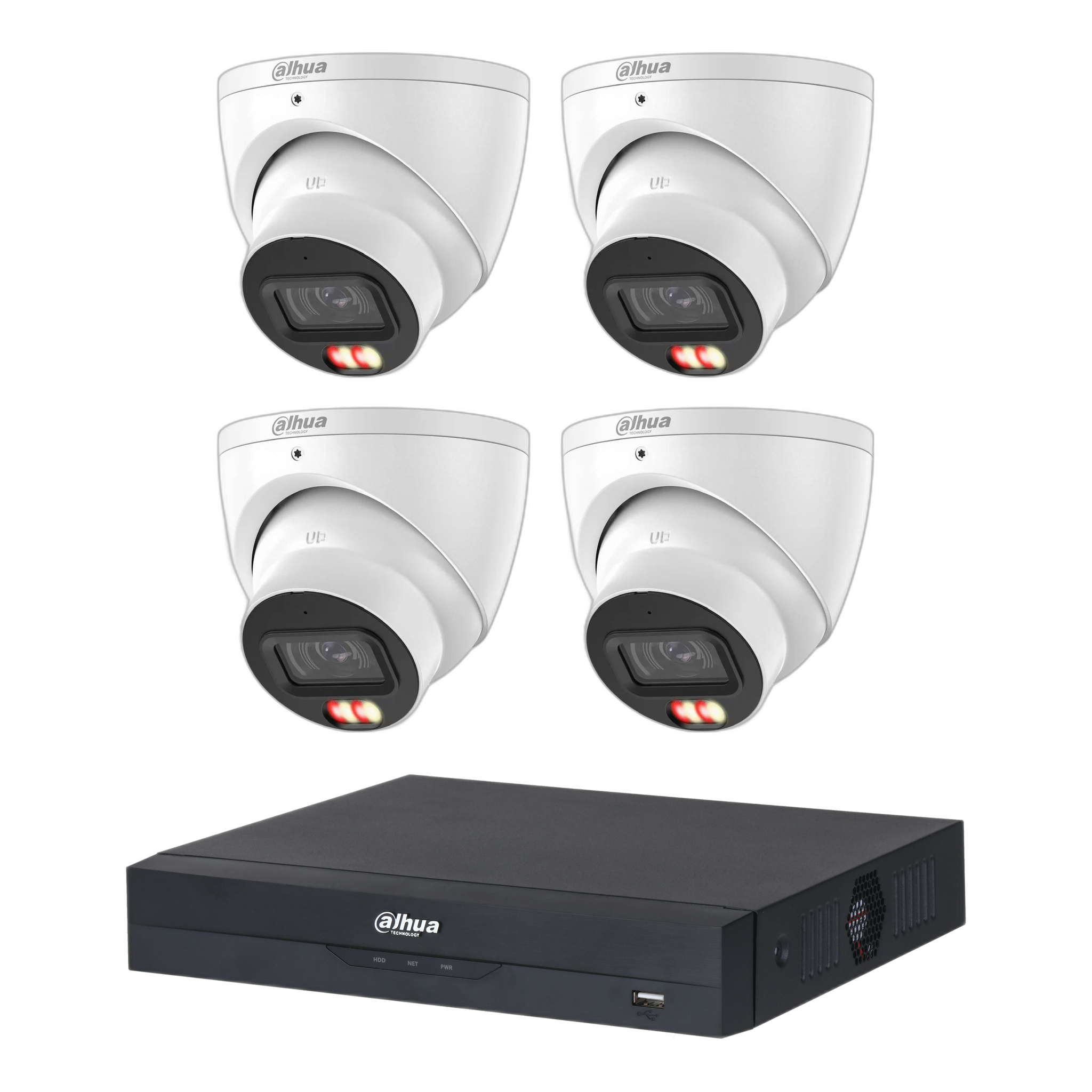 Dahua 4 x 6 MP+ 4 Channels Kit:4x Smart Dual Light Turret Cameras with SMD 4.0 & Mic + 4CH PoE NVR