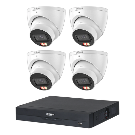 Dahua 4 x 6 MP+ 4 Channels Kit:4x Smart Dual Light Turret Cameras with SMD 4.0 & Mic + 4CH PoE NVR