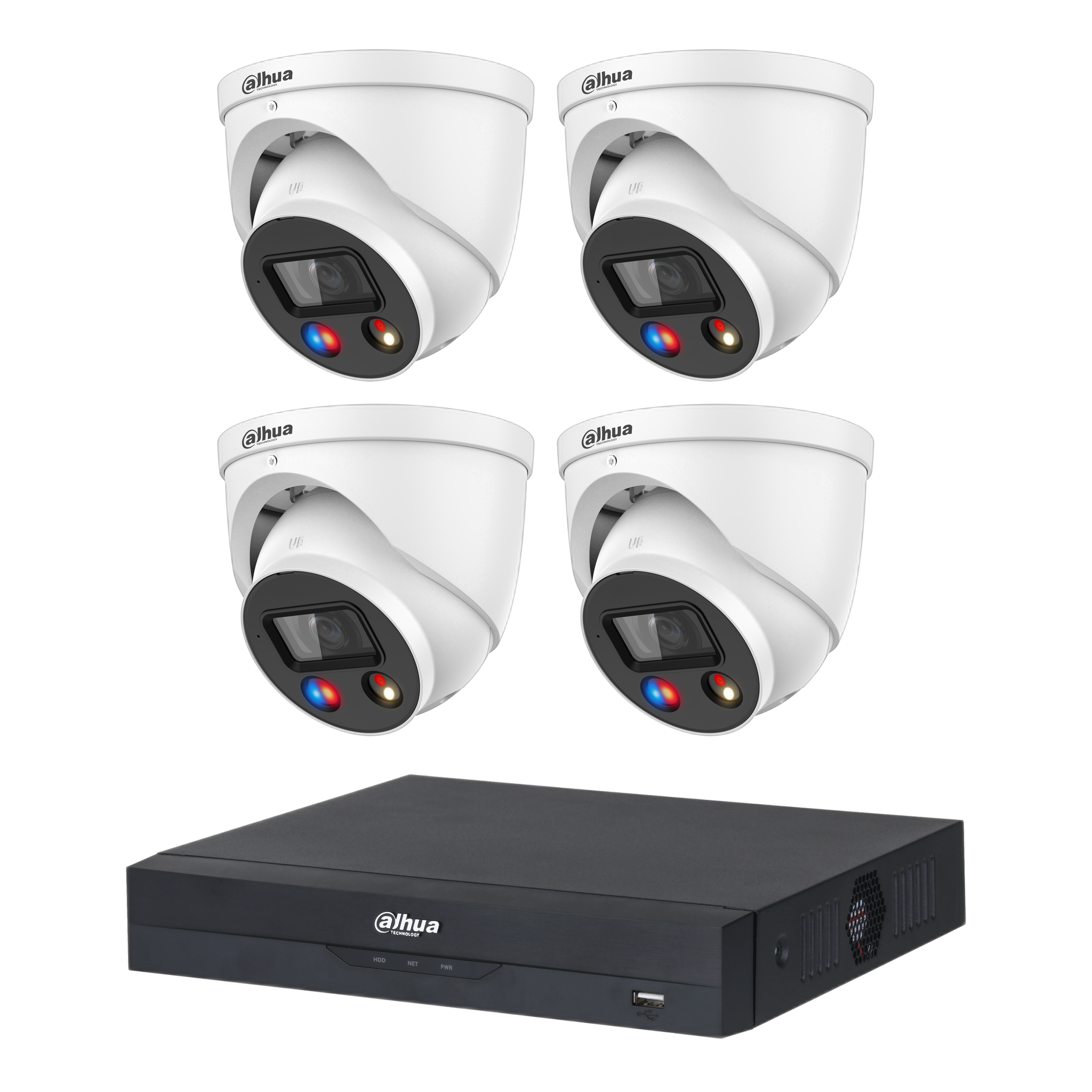 Dahua 4 x 6MP DH-IPC-HDW3649H-AS-PV-ANZ TiOC Turret CCTV Kit + 4CH AI NVR (No HDD), Active Deterrence