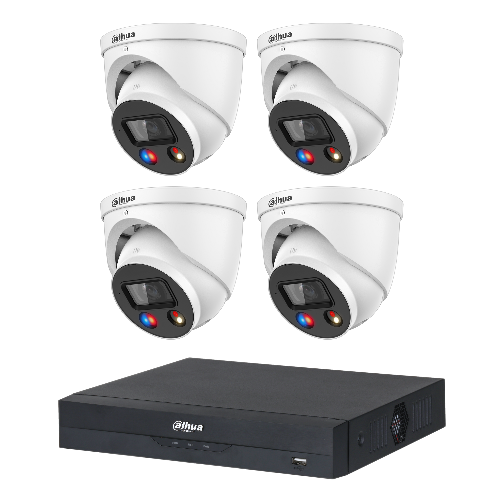 Dahua 4 x 8MP DH-IPC-HDW3849H-AS-PV-ANZ-S2 TiOC 3.0 Turret CCTV Kit + 8CH AI NVR (No HDD), Active Deterrence