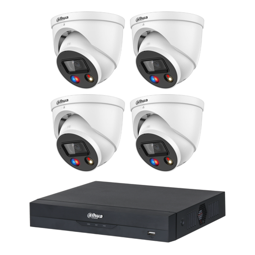 Dahua 4 x 8MP DH-IPC-HDW3849H-AS-PV-ANZ-S2 TiOC 3.0 Turret CCTV Kit + 8CH AI NVR, Active Deterrence