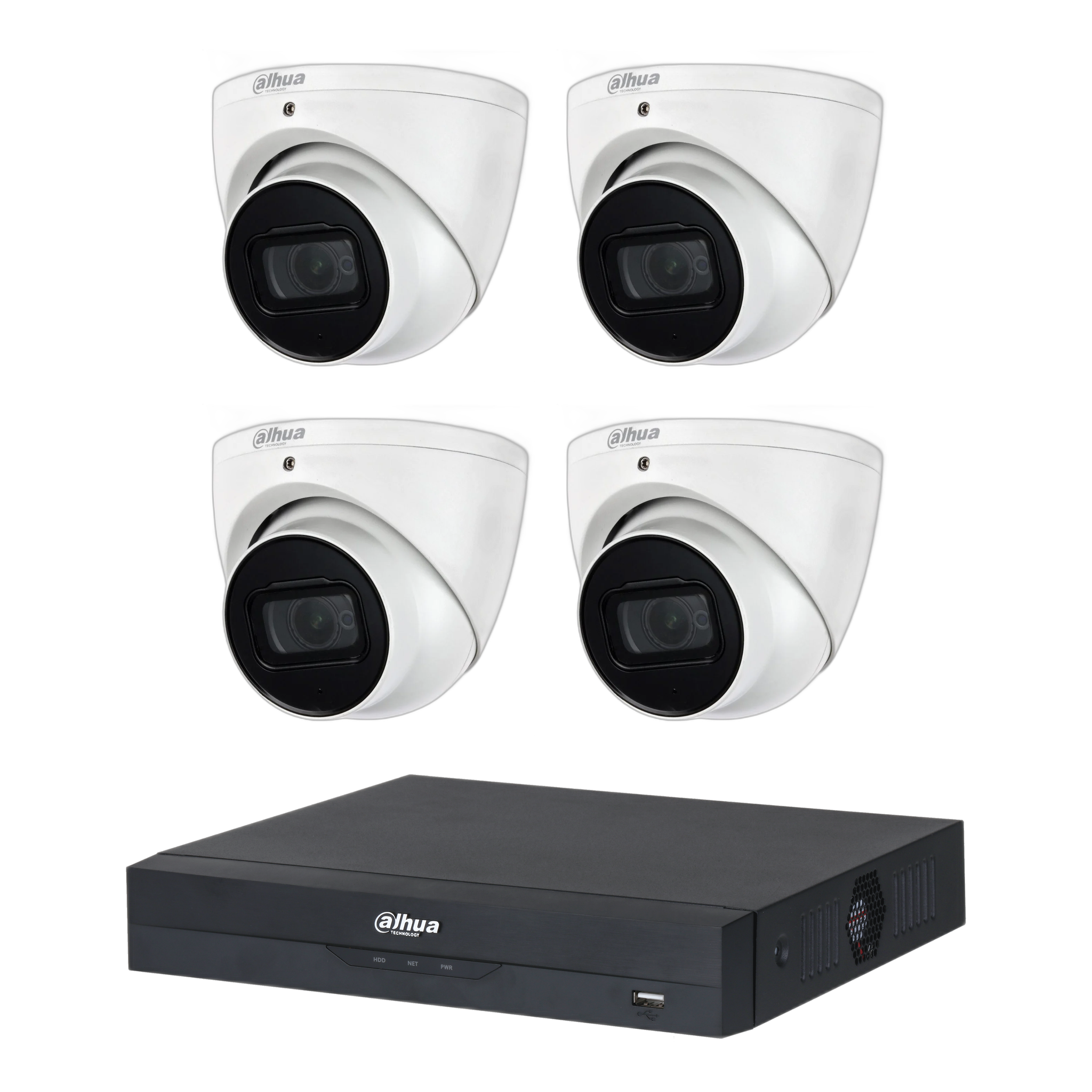 Dahua 4 x 6MP + 4 Channels Kit: 4 x DH-IPC-HDW3641EM Turret Security Kit 50m IR 2.8mm with SMD + 4CH NVR