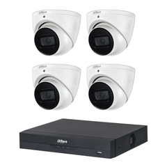 Dahua 4 x 6MP + 4 Channels Kit: 4 x DH-IPC-HDW3641EM Turret Security Kit 50m IR 2.8mm with SMD + 4CH NVR
