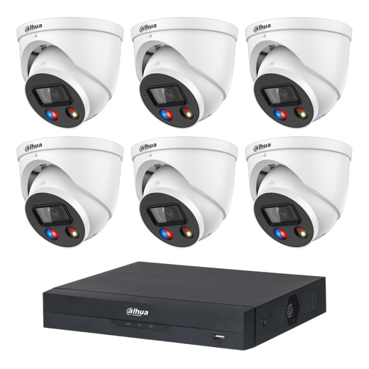 Dahua 6 x 8MP DH-IPC-HDW3849H-AS-PV-ANZ-S2 TiOC 3.0 Turret CCTV Kit + 8CH AI NVR, Active Deterrence