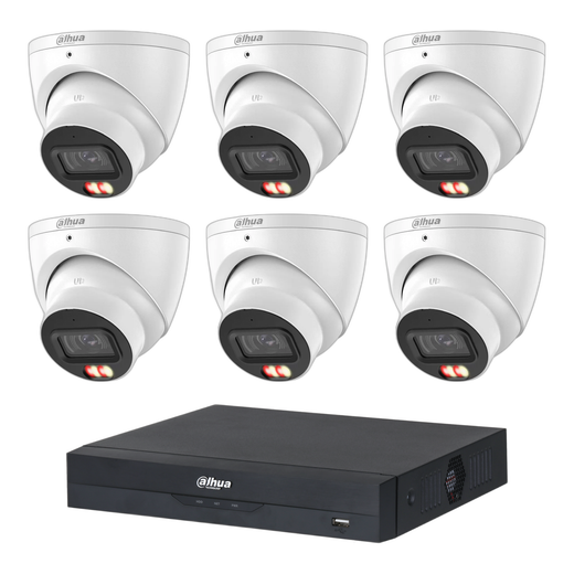Dahua 6 x DH-IPC-HDW3867EM-S-IL-ANZ Starlight Turret Cameras, 8CH AI NVR CCTV Kit