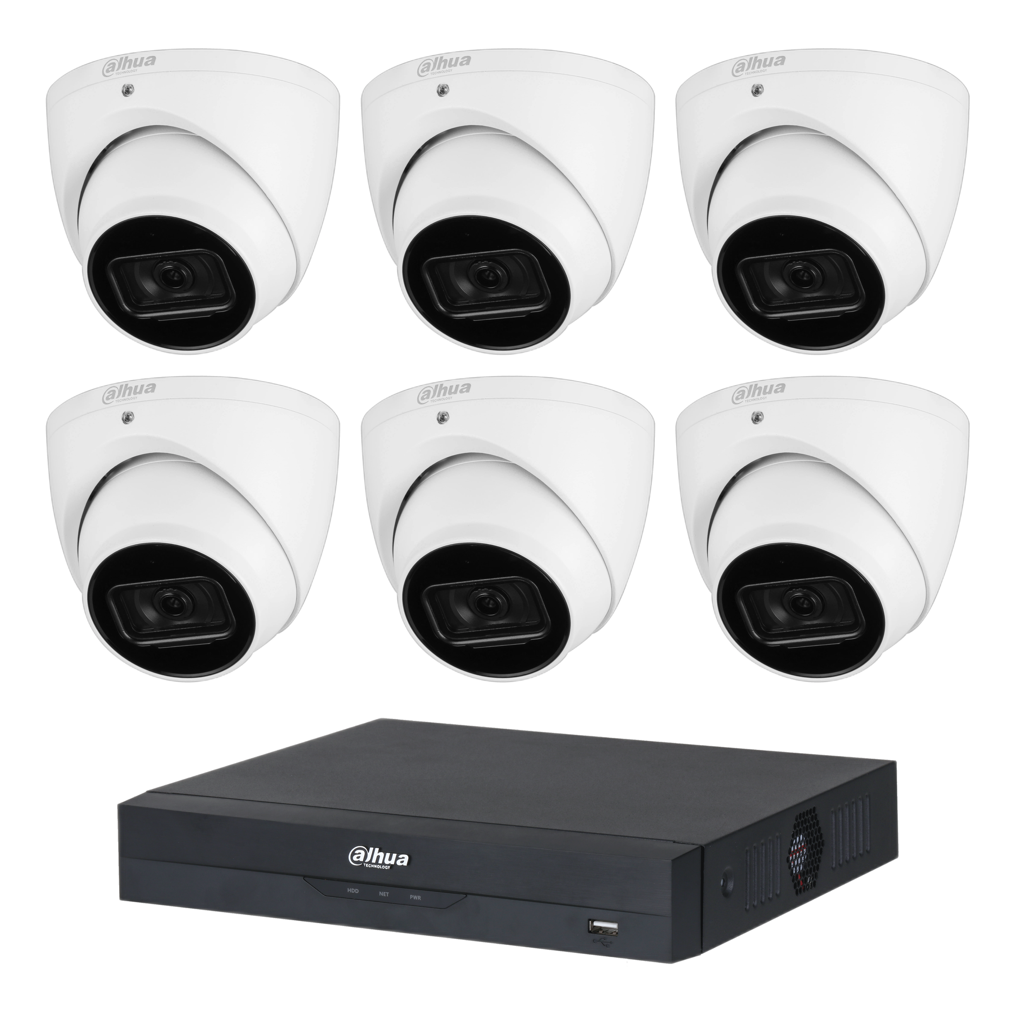 Dahua 6 x 8MP DH-IPC-HDW3866EMP-S-AUS 4K Turret CCTV Kit + 8CH AI NVR, WizSense