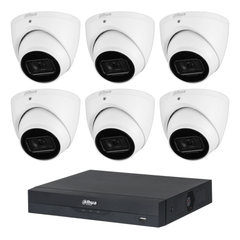 Dahua 6 x 8MP DH-IPC-HDW3866EMP-S-AUS 4K Turret CCTV Kit + 8CH AI NVR, WizSense