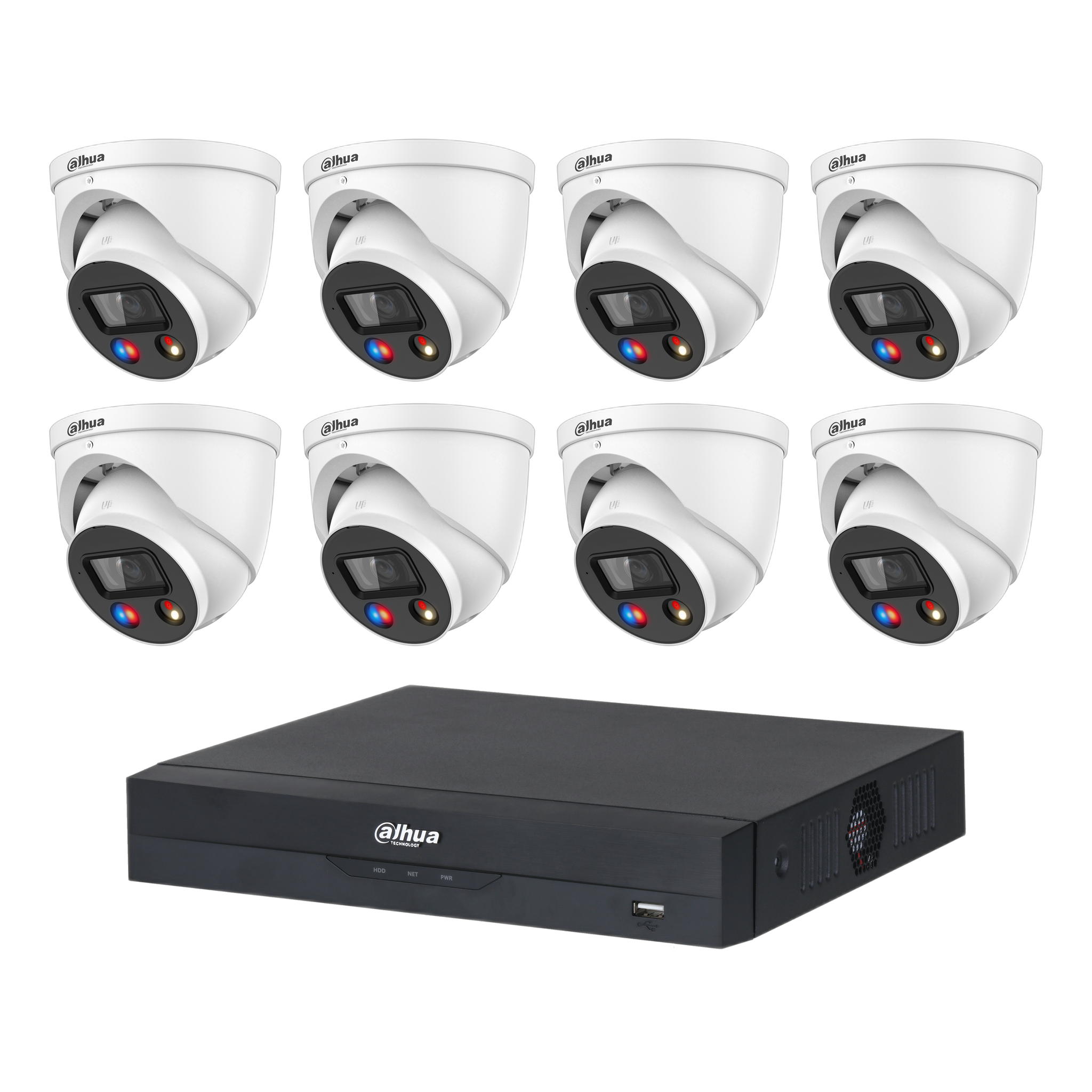Dahua 8 x 8MP DH-IPC-HDW3849H-AS-PV-ANZ-S2 TiOC 3.0 Turret CCTV Kit + 8CH AI NVR (No HDD), Active Deterrence
