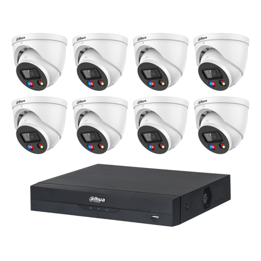 Dahua 8 x 8MP DH-IPC-HDW3849H-AS-PV-ANZ-S2 TiOC 3.0 Turret CCTV Kit + 8CH AI NVR, Active Deterrence