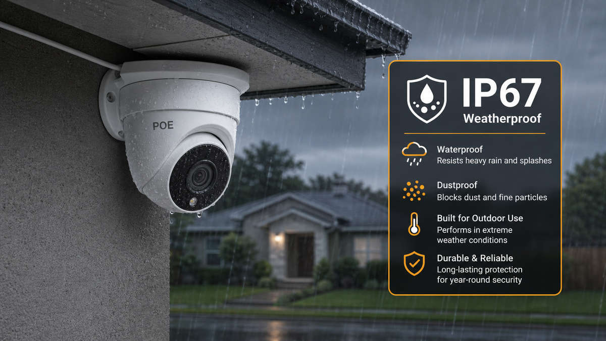 IP67 Weatherproof — Sealed against dust and water to IP67, built to keep working through rain, storms and h...