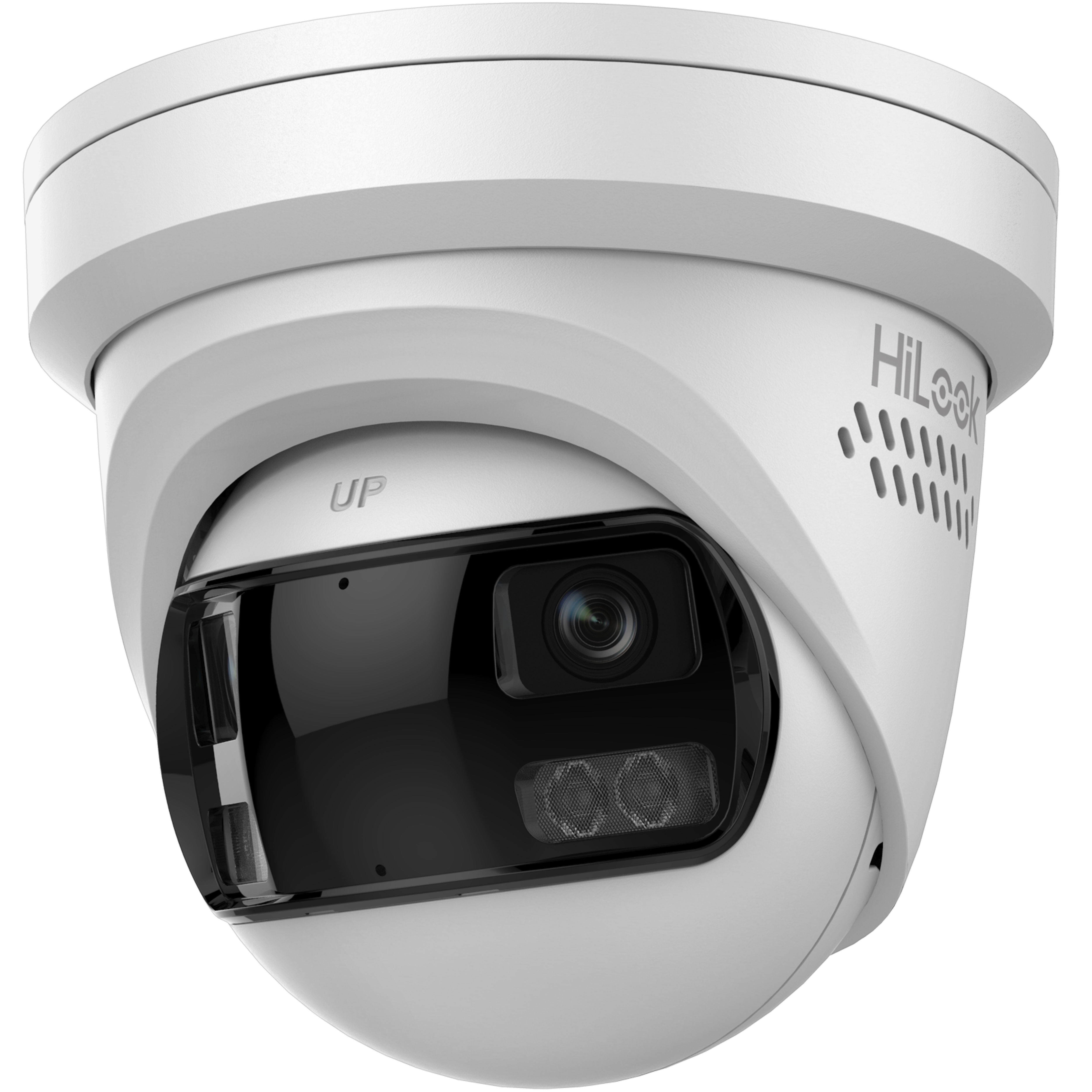 HiLook IPC-T289PH-MU/SL 8MP 180° Turret Camera with Active Blue/Red Strobe and Two-Way Audio, IR 30m 2mm