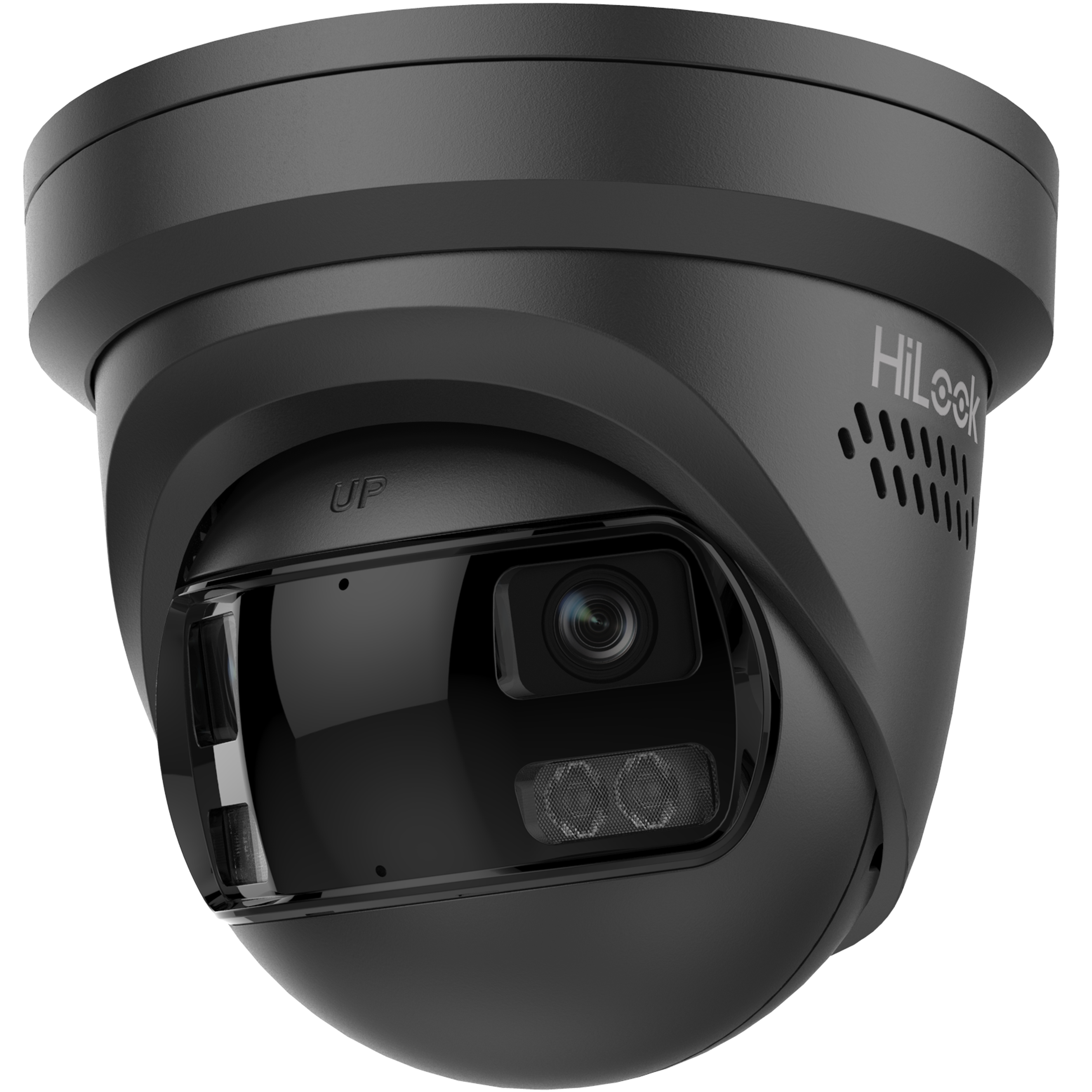 HiLook IPC-T289PH-MU/SL-BLK 8MP 180° Turret Camera with Active Blue/Red Strobe and Two-Way Audio, IR 30m 2mm (Black)