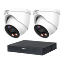 Dahua CCTV kit: 2 × HDW3849H-PRO 8MP WizColor TiOC PRO, all white, with one NVR4104 4-channel PoE recorder; no HDD