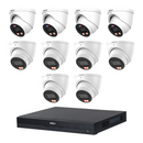 Dahua CCTV kit: 4 × HDW3849H-PRO 8MP WizColor TiOC PRO + 6 × HDW3867EM 8MP Smart Dual Light, all white, with one NVR4216 16-channel PoE recorder; no HDD
