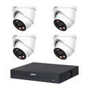 Dahua CCTV kit: 4 × HDW3849H-PRO 8MP WizColor TiOC PRO, all white, with one NVR4104 4-channel PoE recorder; no HDD