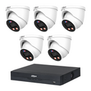 Dahua CCTV kit: 5 × HDW3849H-PRO 8MP WizColor TiOC PRO, all white, with one NVR4108 8-channel PoE recorder; no HDD